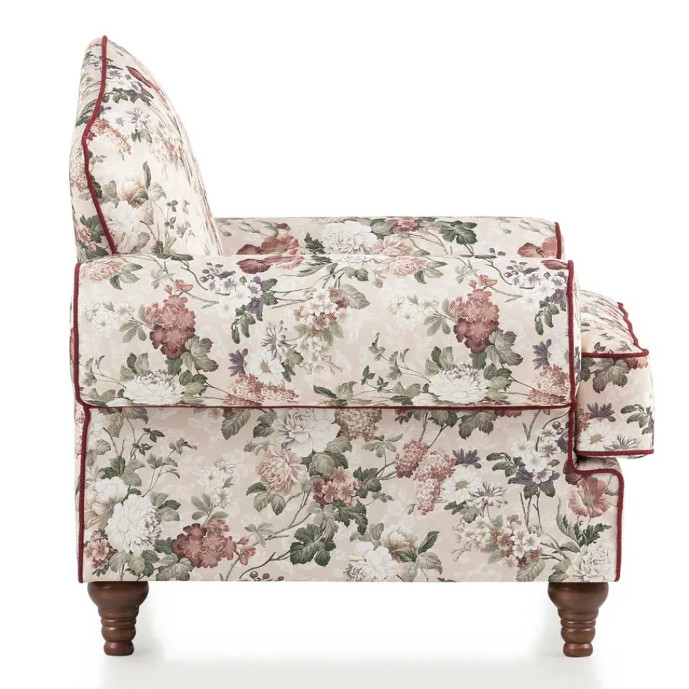 Wohnen Landhaus Sessel und Hocker Set - Baonga (zweiteilig)