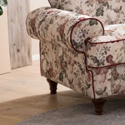 Wohnen Landhaus Sessel und Hocker Set - Baonga (zweiteilig)