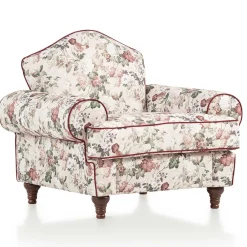 Wohnen Landhaus Sessel und Hocker Set - Baonga (zweiteilig)