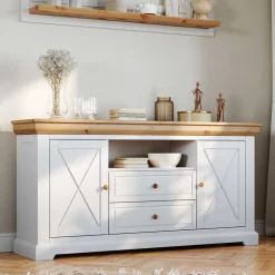 Wohnen Sideboards & Kommoden|Sideboards & Kommoden*Landhaus Sideboard in Weiß & Natur Kiefer - Saluts