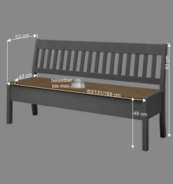 Wohnen Küchenbänke|Esszimmerbänke*Landhaus Sitzbank in Grau mit Natur - Ziamora