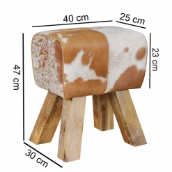 Wohnen Barhocker|Hocker*Landhaus Sitzhocker Darinca mit Ziegenfell und Holz