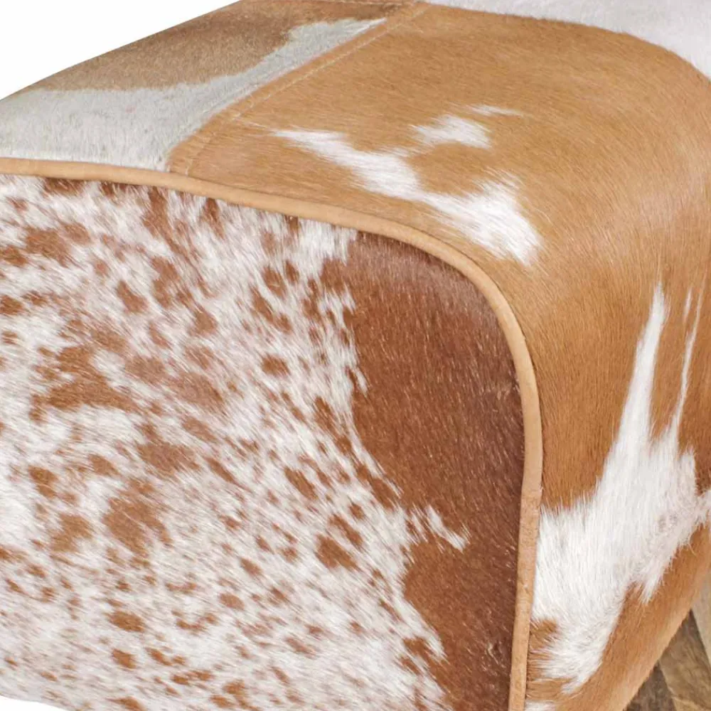 Wohnen Barhocker|Hocker*Landhaus Sitzhocker Darinca mit Ziegenfell und Holz