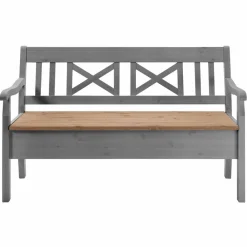 Wohnen Graue Möbel|Küchenbänke*Landhaus Truhenbank Jytte aus Kiefer Grau Braun