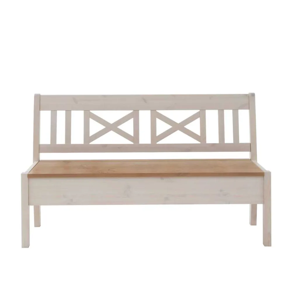 Wohnen Landhaus Truhenbank Lugon in Weiß