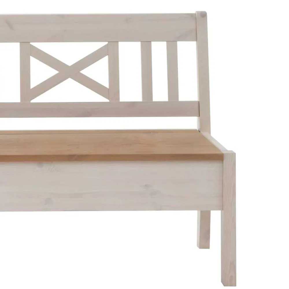 Wohnen Landhaus Truhenbank Lugon in Weiß