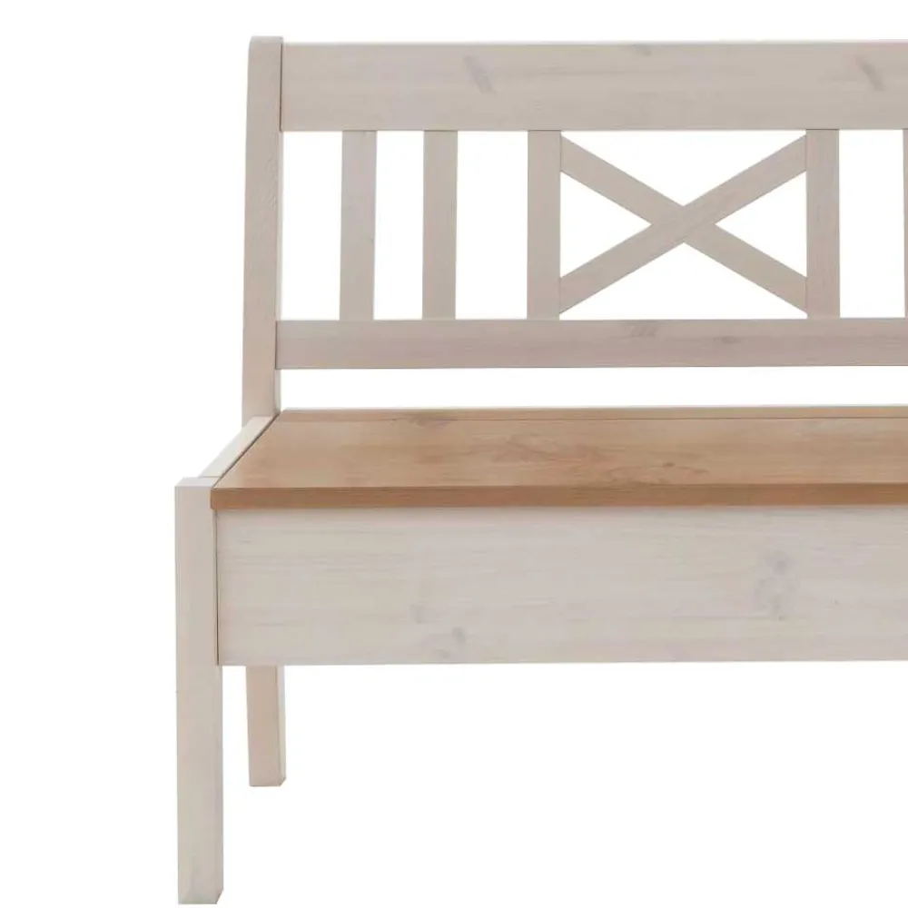 Wohnen Landhaus Truhenbank Lugon in Weiß