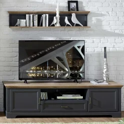 Wohnen Wohnzimmer Komplett*Landhaus TV Bank & Wandregal zweifarbig - Thumbs (zweiteilig)