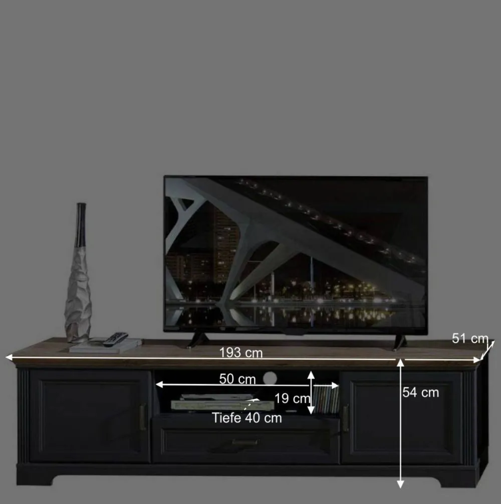 Wohnen Wohnzimmer Komplett*Landhaus TV Bank & Wandregal zweifarbig - Thumbs (zweiteilig)