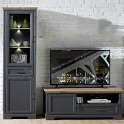 Wohnen Wohnzimmerschränke|Wohnwände*Landhaus TV Lowboard & Standvitrine - Thumbs (zweiteilig)