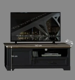 Wohnen Wohnzimmerschränke|Wohnwände*Landhaus TV Lowboard & Standvitrine - Thumbs (zweiteilig)