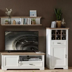 Wohnen Skandinavische Möbel|Wohnzimmerschränke*Landhaus TV Wohnmöbel Kombi - Sinolita (dreiteilig)