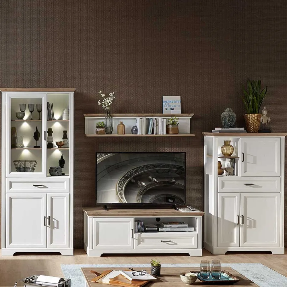 Wohnen Wohnwände|Wohnwand*Landhaus TV Wohnwand Möbel Set - Sinolita (vierteilig)