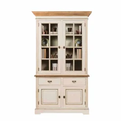 Wohnen Esszimmer-Vitrinen|Vitrinen*Landhaus Vitrine in Creme Weiß - Helsing