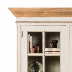 Wohnen Esszimmer-Vitrinen|Vitrinen*Landhaus Vitrine in Creme Weiß - Helsing