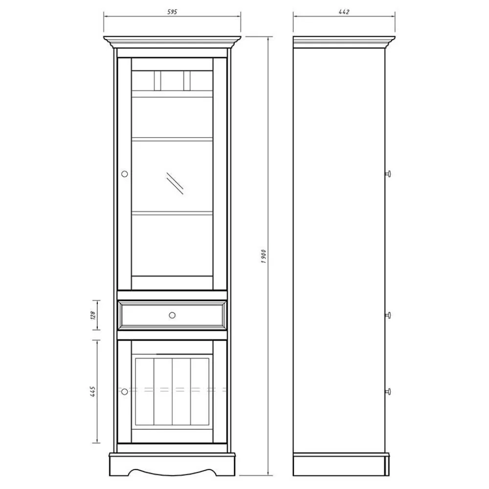Wohnen Landhaus Vitrine in Weiß lackiert - Indico
