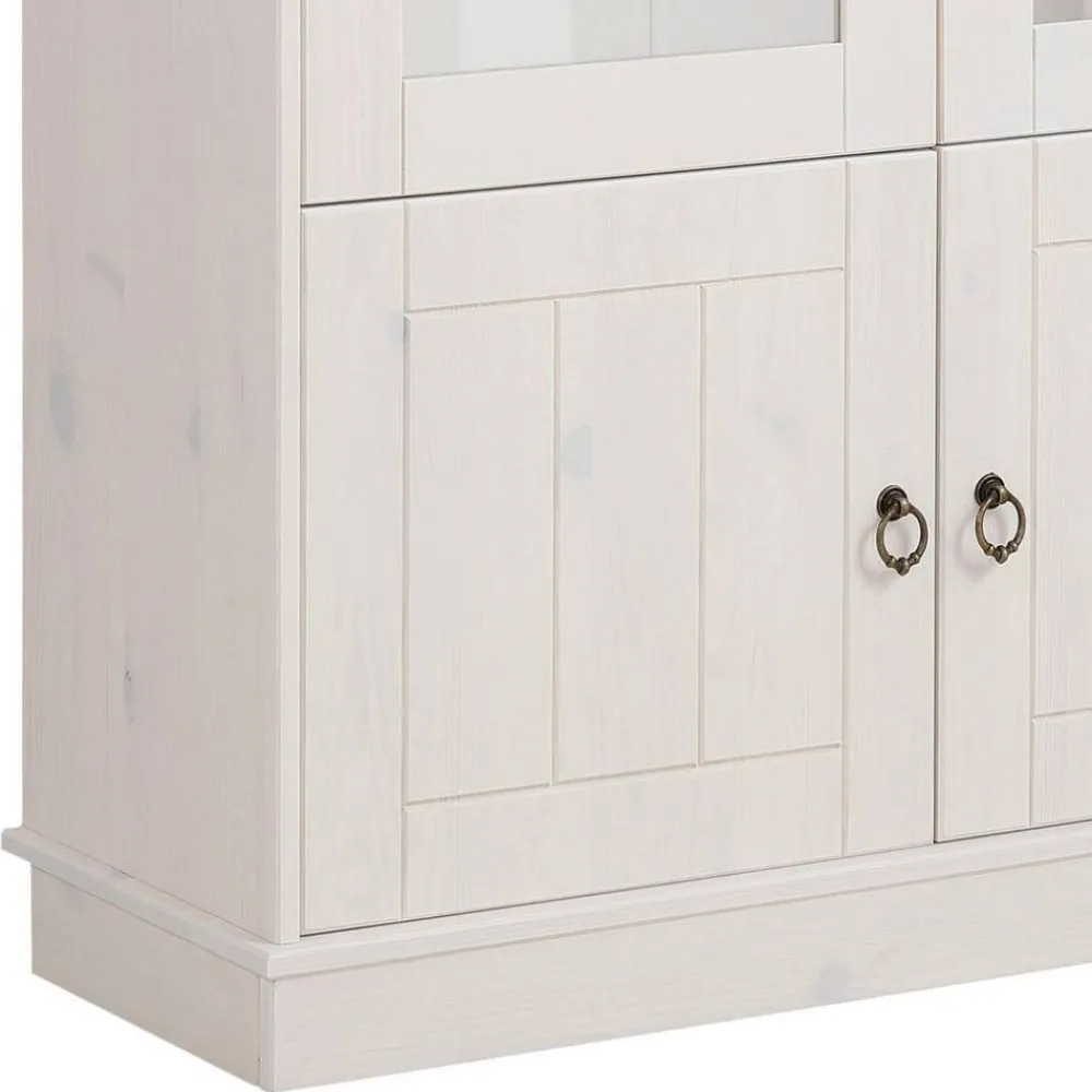 Wohnen Landhaus Vitrine in Weiß und Kiefer Honig - Zentra