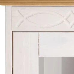 Wohnen Landhaus Vitrine in Weiß und Kiefer Honig - Zentra