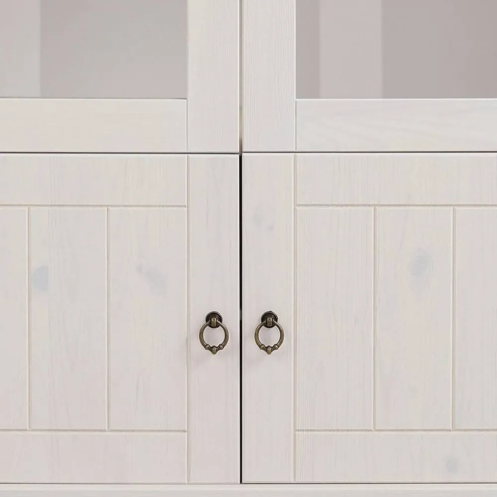 Wohnen Landhaus Vitrine in Weiß und Kiefer Honig - Zentra