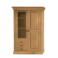 Wohnen Esszimmer-Vitrinen*Landhaus Vitrine Piatra in Kiefer Natur gelaugt