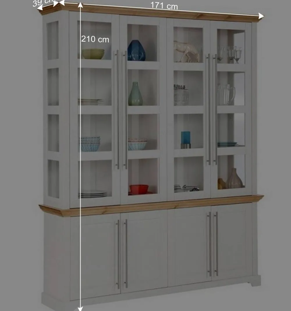 Wohnen Wohnzimmerschränke|Schränke*Landhaus Vitrinenschrank mit acht Türen - Eyzaco