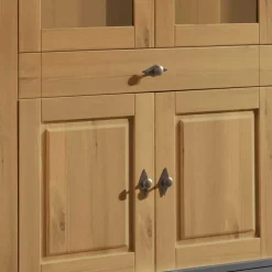 Wohnen Esszimmer-Vitrinen*Landhaus Vitrinenschrank in Kiefer Lauge & Grau - Eshelas