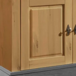 Wohnen Esszimmer-Vitrinen*Landhaus Vitrinenschrank in Kiefer Lauge & Grau - Eshelas