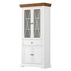 Wohnen Landhaus Vitrinenschrank aus Kiefer zweifarbig - Zalya