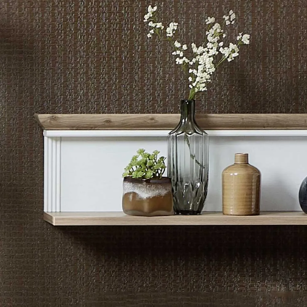 Wohnen Esszimmerregale|Regale*Landhaus Wandregal in Weiß & Eiche - Sinolita