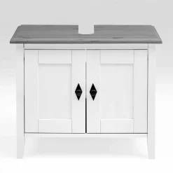 Wohnen Landhaus Waschtischunterschrank in Weiß & Grau - Mirandesca