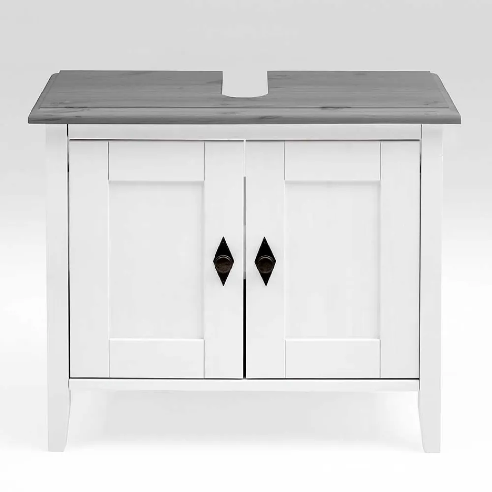 Wohnen Landhaus Waschtischunterschrank in Weiß & Grau - Mirandesca