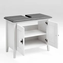 Wohnen Landhaus Waschtischunterschrank in Weiß & Grau - Mirandesca