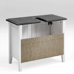 Wohnen Landhaus Waschtischunterschrank in Weiß & Grau - Mirandesca