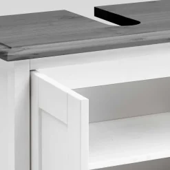 Wohnen Landhaus Waschtischunterschrank in Weiß & Grau - Mirandesca