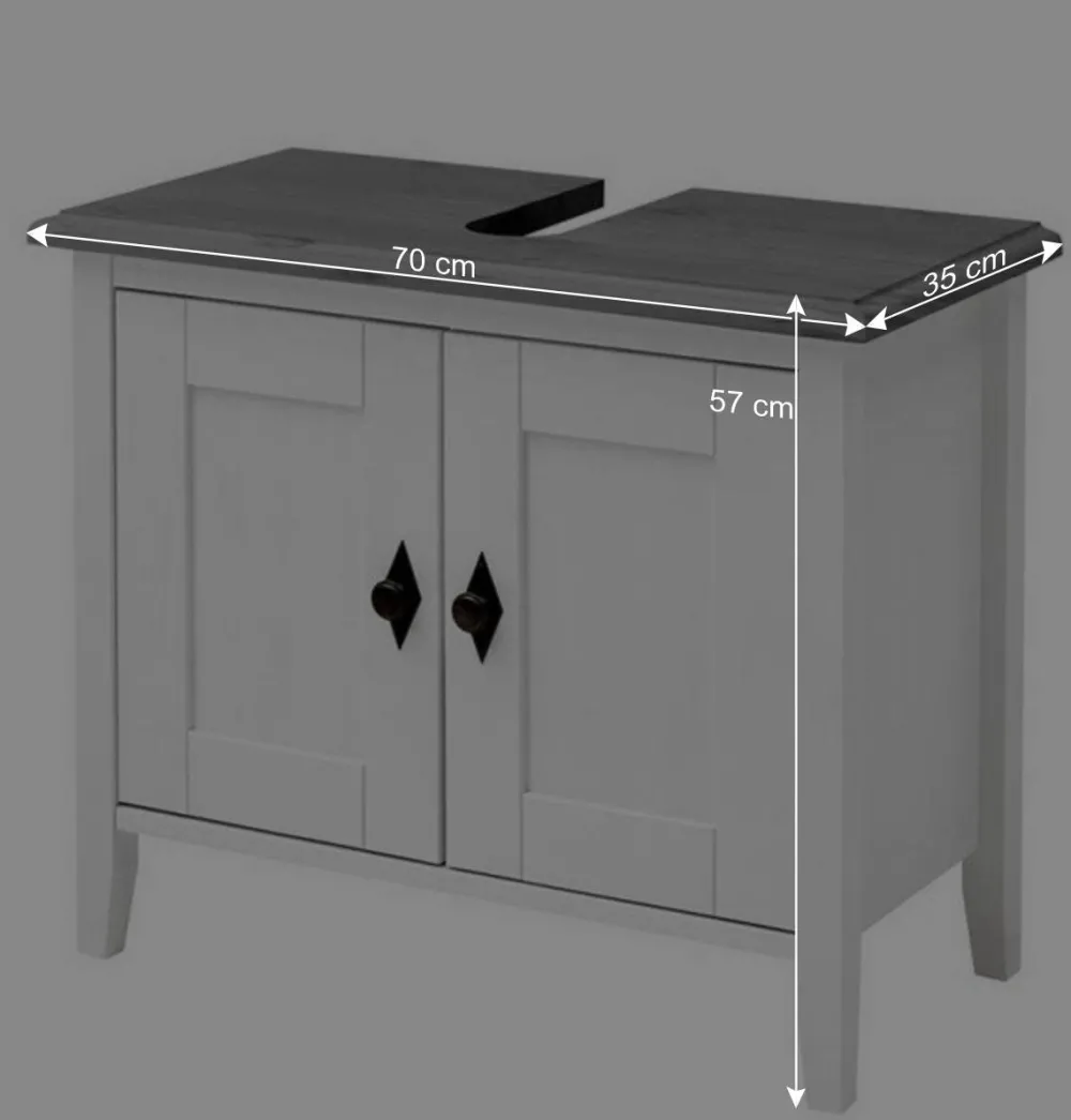 Wohnen Landhaus Waschtischunterschrank in Weiß & Grau - Mirandesca