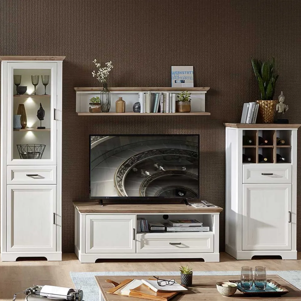 Wohnen Wohnwände|Wohnwand*Landhaus Wohnmöbel Set - Sinolita (vierteilig)