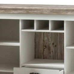 Wohnen Landhaus Wohnmöbel Set mit Sideboard Nedita in Weiß mit Pinie Shabby (vierteilig)