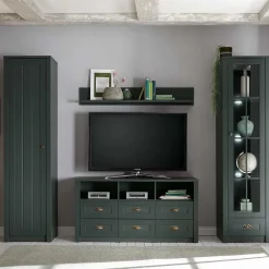 Wohnen Landhaus Wohnwand in Dunkelgrün - Niestov (vierteilig)