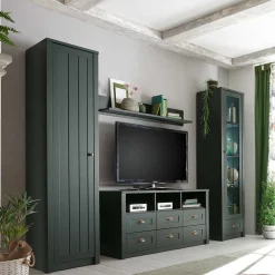 Wohnen Landhaus Wohnwand in Dunkelgrün - Niestov (vierteilig)