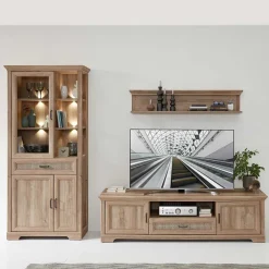 Wohnen Wohnwände|Wohnwand*Landhaus Wohnwandmöbel in Eiche NB - Barack (dreiteilig)