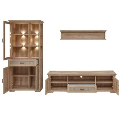 Wohnen Wohnwände|Wohnwand*Landhaus Wohnwandmöbel in Eiche NB - Barack (dreiteilig)