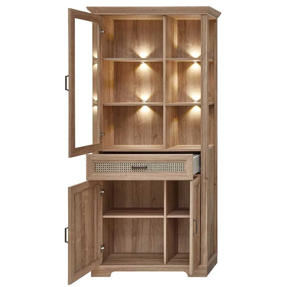 Wohnen Wohnwände|Wohnwand*Landhaus Wohnwandmöbel in Eiche NB - Barack (dreiteilig)