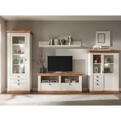 Wohnen Landhaus Wohnzimmer Anbauwand Set - Diatara (vierteilig)