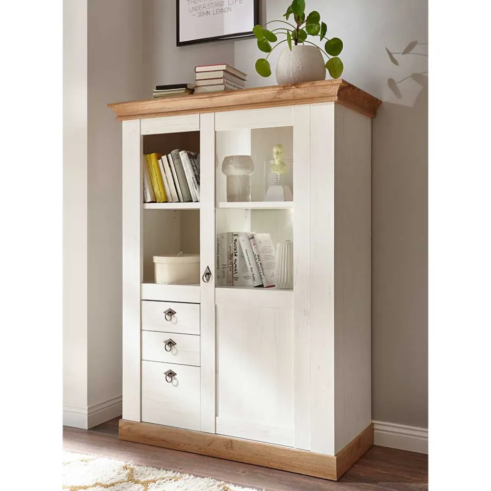 Wohnen Landhaus Wohnzimmer Anbauwand Set - Diatara (vierteilig)