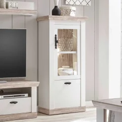 Wohnen Wohnwände|Wohnwand*Landhaus Wohnzimmer Möbel Set Nedita in Weiß & Pinie (vierteilig)