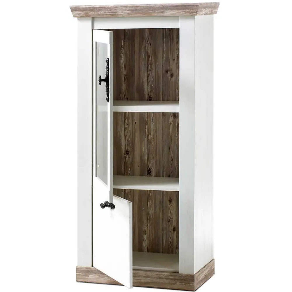 Wohnen Wohnwände|Wohnwand*Landhaus Wohnzimmer Möbel Set Nedita in Weiß & Pinie (vierteilig)