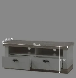 Wohnen Wohnwände|Wohnwand*Landhaus Wohnzimmer Möbel Set Nedita in Weiß & Pinie (vierteilig)