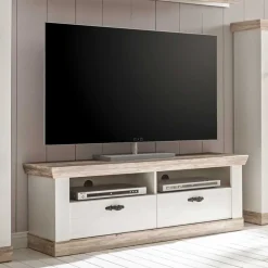 Wohnen Wohnwände|Wohnwand*Landhaus Wohnzimmer Möbel Set Nedita in Weiß & Pinie (vierteilig)