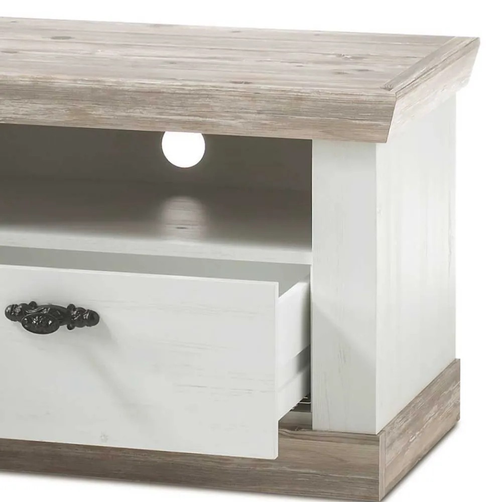 Wohnen Wohnwände|Wohnwand*Landhaus Wohnzimmer Möbel Set Nedita in Weiß & Pinie (vierteilig)