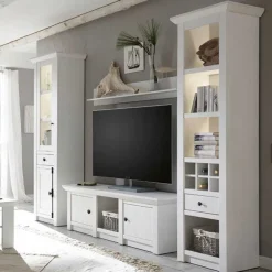 Wohnen Wohnwände|Wohnwand*Landhaus Wohnzimmer Möbel in Weiß - Chelles (vierteilig)